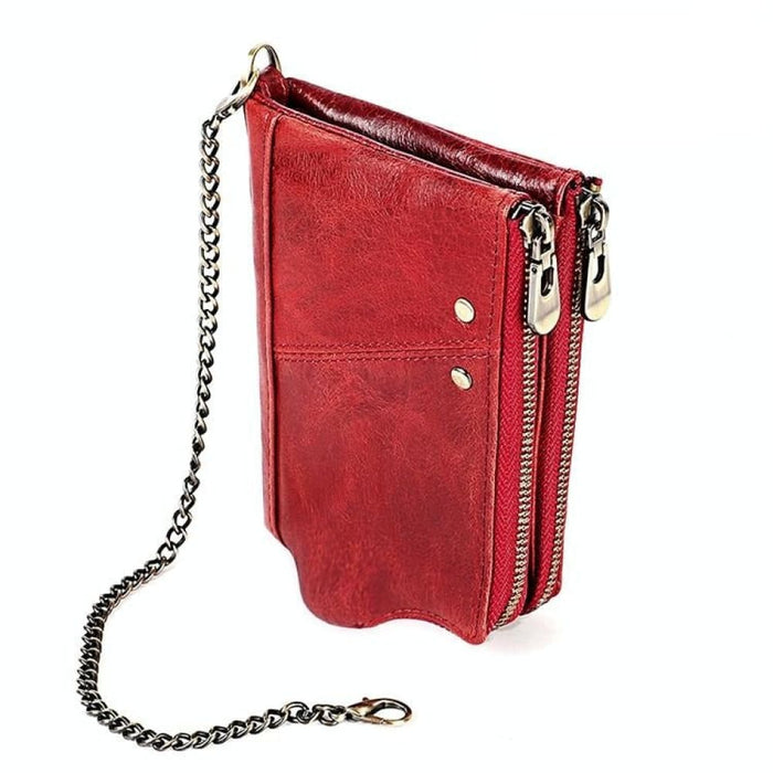 Mens Rfid Leather Wallet With Strap And Card Slots