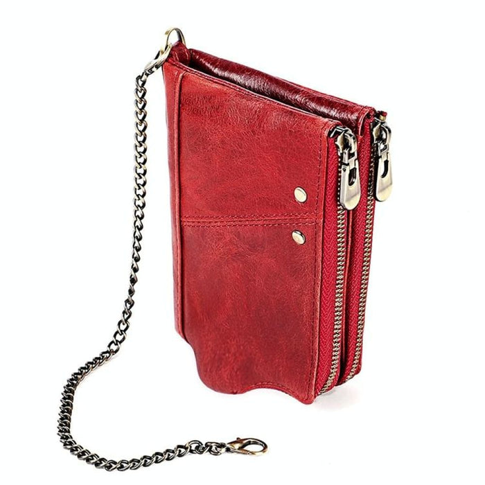Mens Rfid Leather Wallet With Strap And Card Slots
