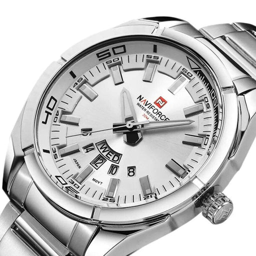 Men’s Stainless Steel Band Analog Week Calendar Display