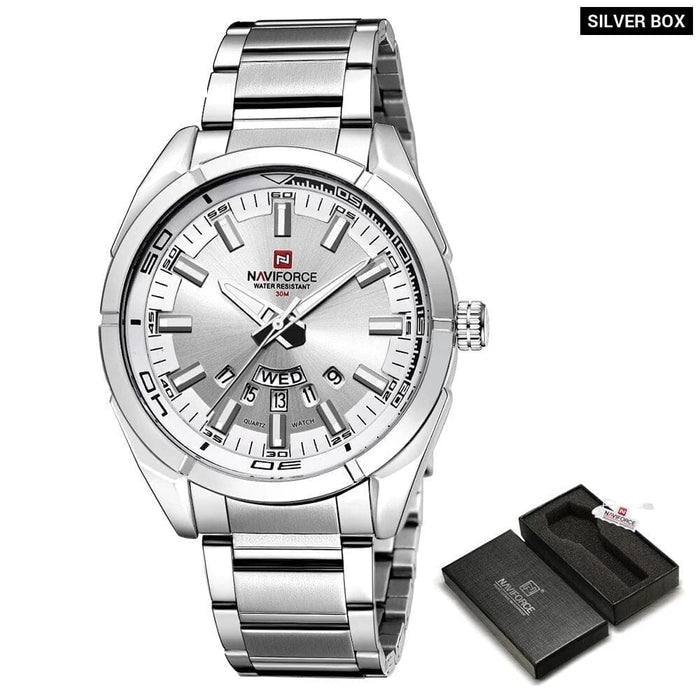 Men’s Stainless Steel Band Analog Week Calendar Display