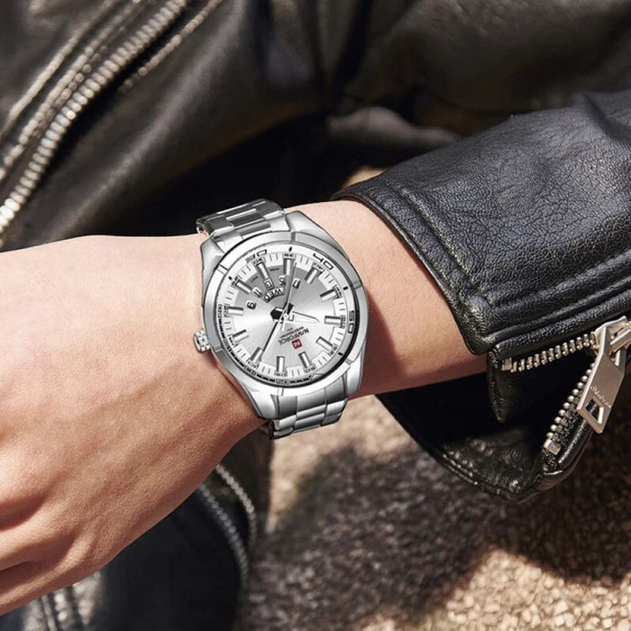 Men’s Stainless Steel Band Analog Week Calendar Display