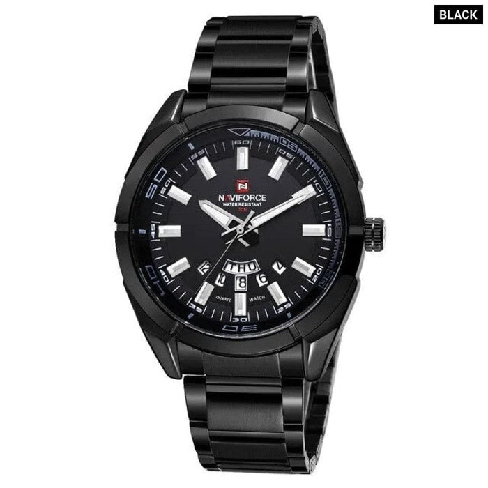 Men’s Stainless Steel Band Analog Week Calendar Display