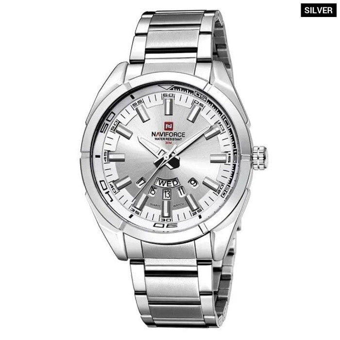 Men’s Stainless Steel Band Analog Week Calendar Display