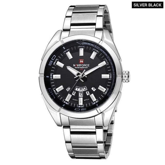 Men’s Stainless Steel Band Analog Week Calendar Display