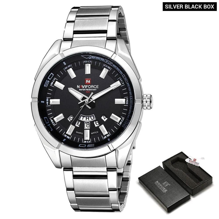 Men’s Stainless Steel Band Analog Week Calendar Display