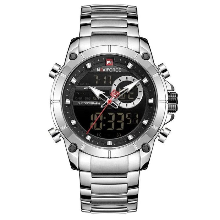 Men’s Stainless Steel Band Analogweek Calendar Display