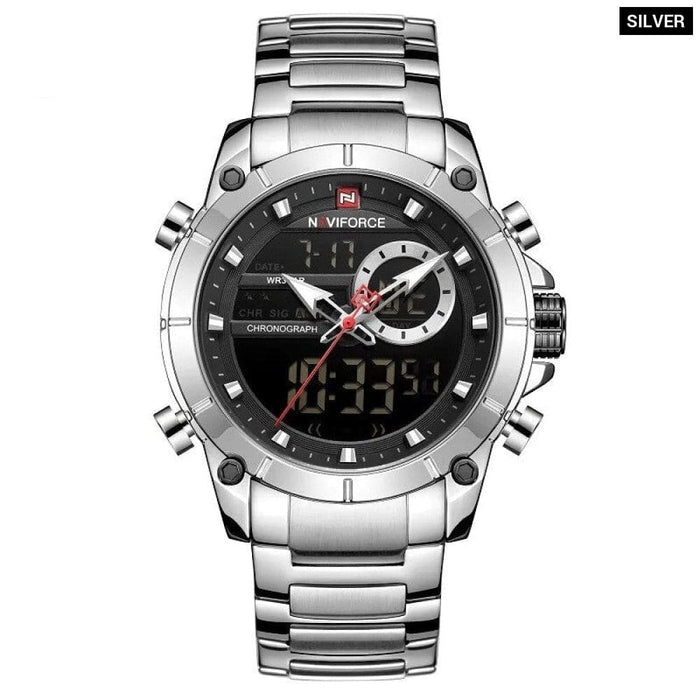 Men’s Stainless Steel Band Analogweek Calendar Display