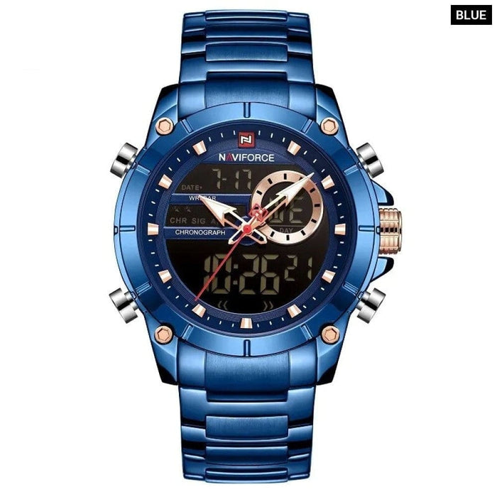 Men’s Stainless Steel Band Analogweek Calendar Display