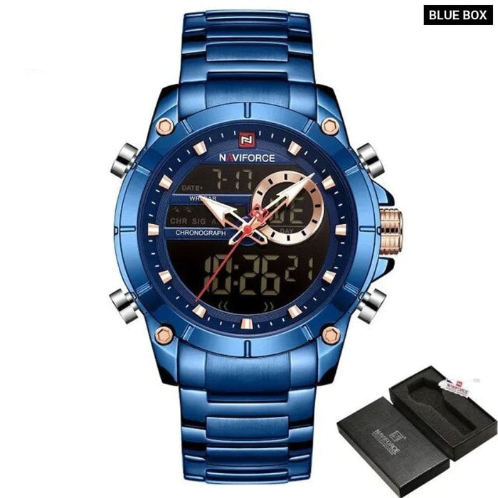 Men’s Stainless Steel Band Analogweek Calendar Display