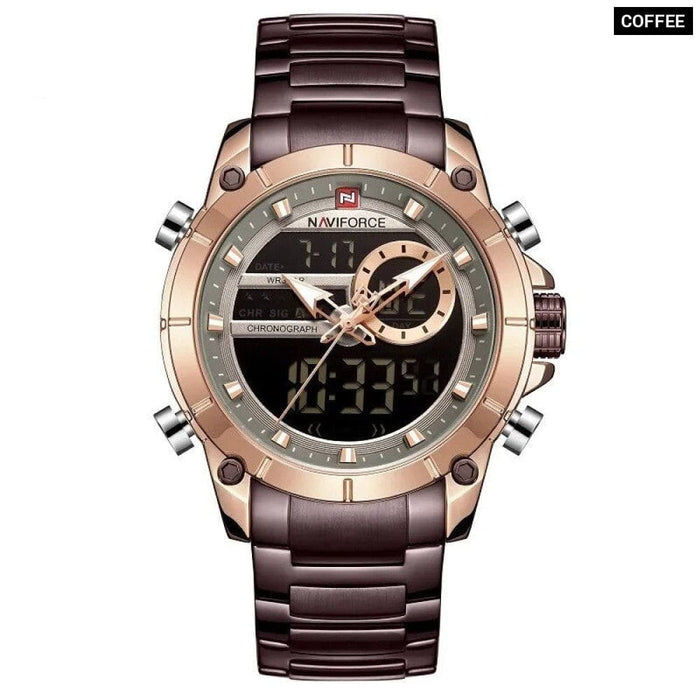 Men’s Stainless Steel Band Analogweek Calendar Display