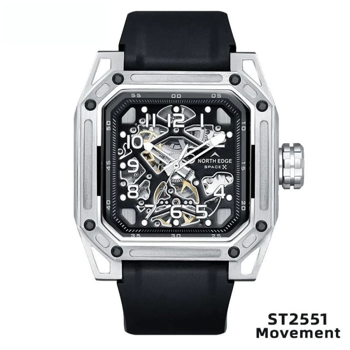 Mens Stainless Steel Skeleton Automatic Waterproof 100m