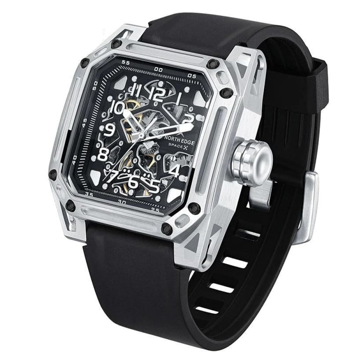 Mens Stainless Steel Skeleton Automatic Waterproof 100m