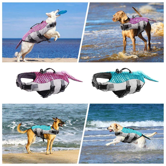 Mermaid Dog Life Jacket Adjustable Floatation Pet Vest