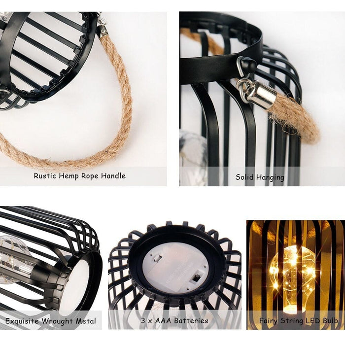 Metal Cage Cordless Candle Holder Lantern for Outdoors