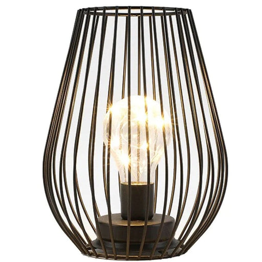 Metal Cordless Battery Operated Cage Shape Lamp With Warm
