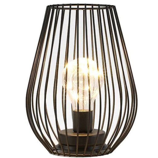 Metal Cordless Battery Operated Cage Shape Lamp with Warm