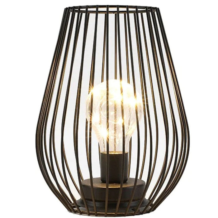Metal Cordless Battery Operated Cage Shape Lamp with Warm