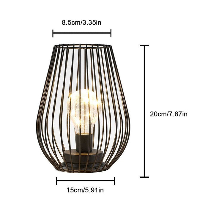 Metal Cordless Battery Operated Cage Shape Lamp with Warm