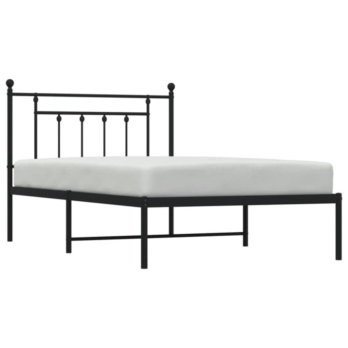 Metal Bed Frame with Headboard Black 107x203 Cm King Single