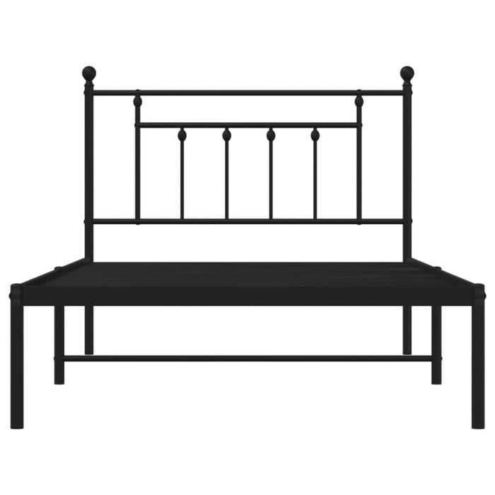 Metal Bed Frame with Headboard Black 107x203 Cm King Single