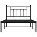 Metal Bed Frame with Headboard Black 107x203 Cm King Single