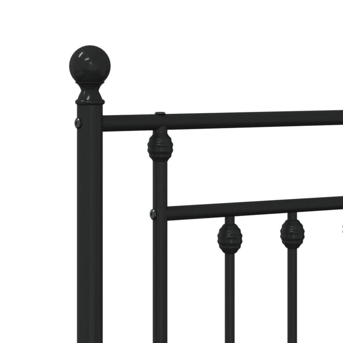 Metal Bed Frame with Headboard Black 107x203 Cm King Single