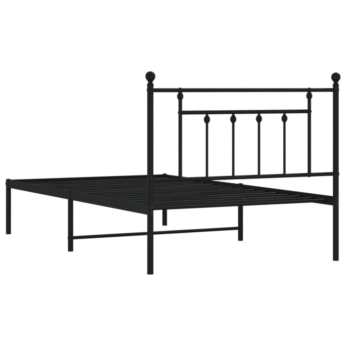 Metal Bed Frame with Headboard Black 107x203 Cm King Single