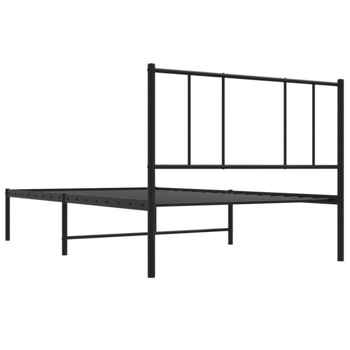 Metal Bed Frame with Headboard Black 107x203 Cm King Single