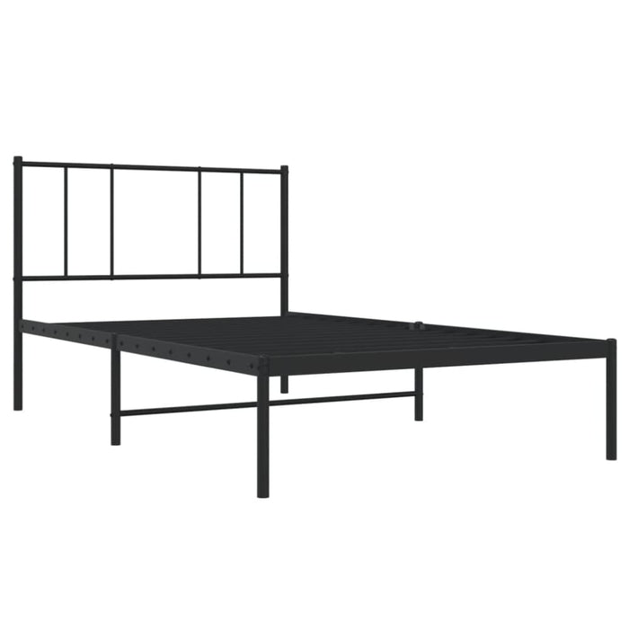 Metal Bed Frame with Headboard Black 107x203 Cm King Single