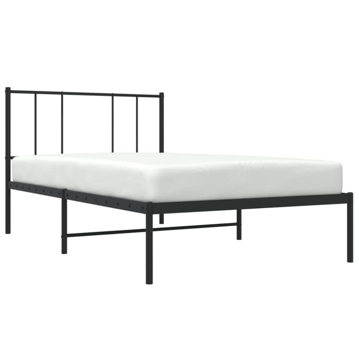 Metal Bed Frame with Headboard Black 107x203 Cm King Single