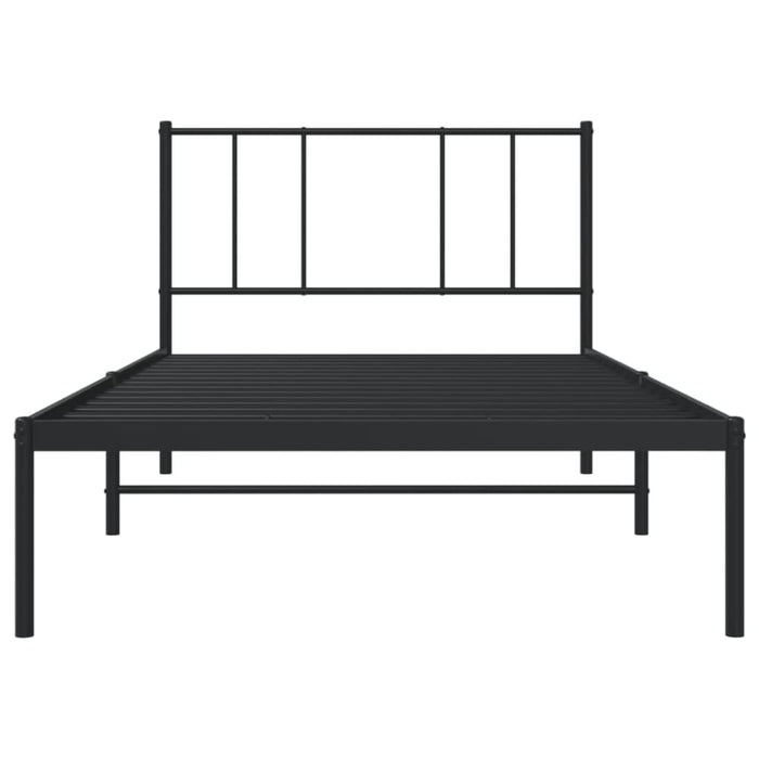 Metal Bed Frame with Headboard Black 107x203 Cm King Single