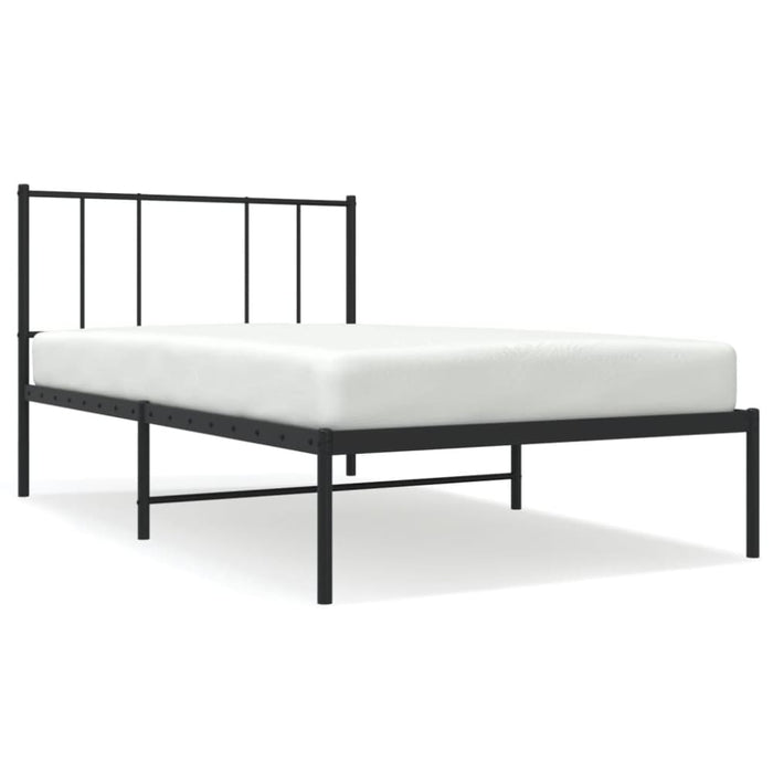 Metal Bed Frame with Headboard Black 107x203 Cm King Single