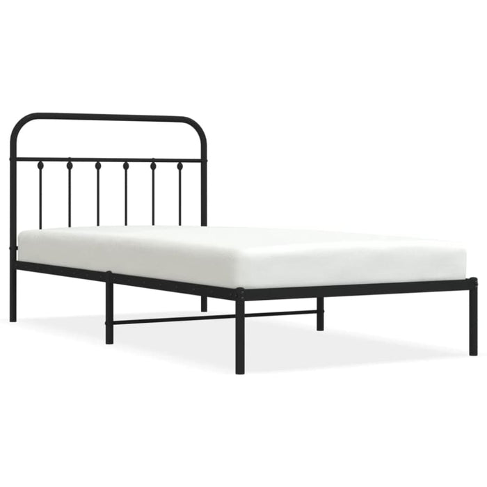 Metal Bed Frame with Headboard Black 107x203 Cm King Single