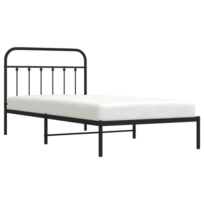 Metal Bed Frame with Headboard Black 107x203 Cm King Single
