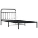 Metal Bed Frame with Headboard Black 107x203 Cm King Single