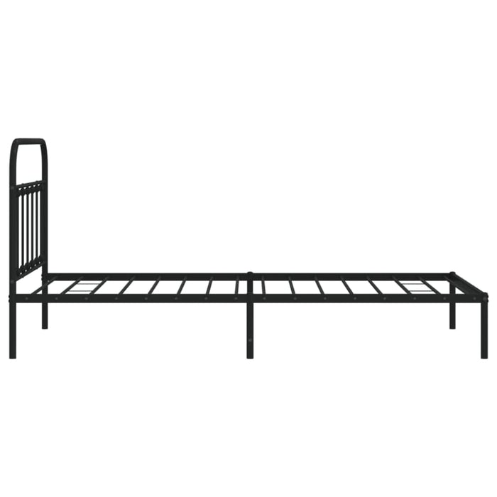 Metal Bed Frame with Headboard Black 107x203 Cm King Single
