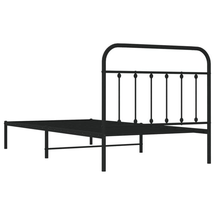 Metal Bed Frame with Headboard Black 107x203 Cm King Single