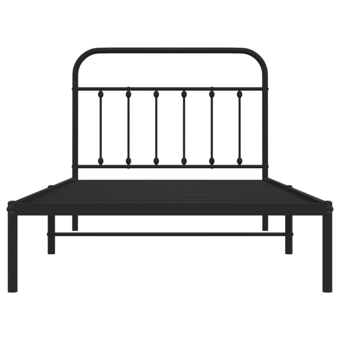 Metal Bed Frame with Headboard Black 107x203 Cm King Single