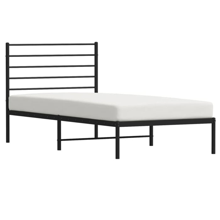 Metal Bed Frame with Headboard Black 107x203 Cm King Single