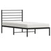 Metal Bed Frame with Headboard Black 107x203 Cm King Single