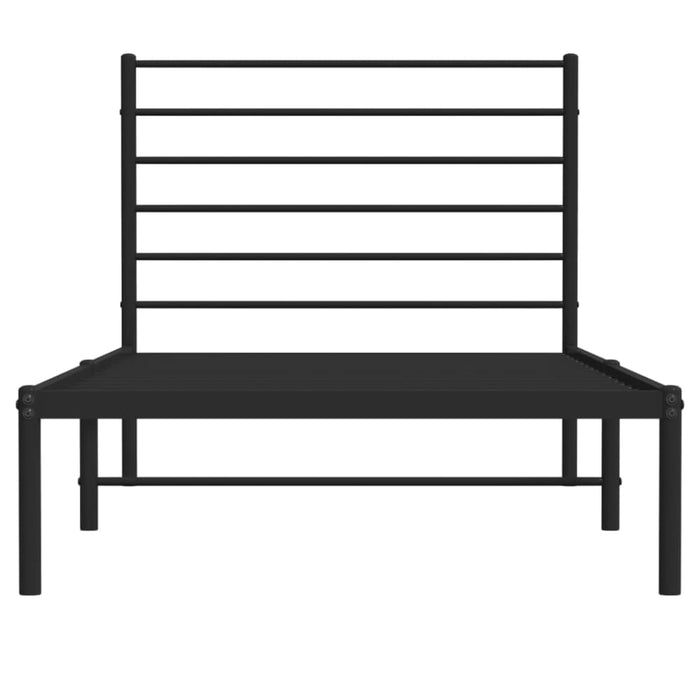 Metal Bed Frame with Headboard Black 107x203 Cm King Single