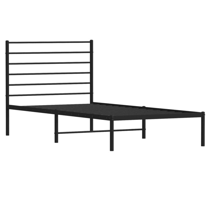 Metal Bed Frame with Headboard Black 107x203 Cm King Single