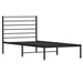 Metal Bed Frame with Headboard Black 107x203 Cm King Single