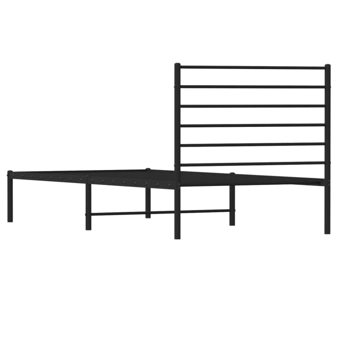 Metal Bed Frame with Headboard Black 107x203 Cm King Single