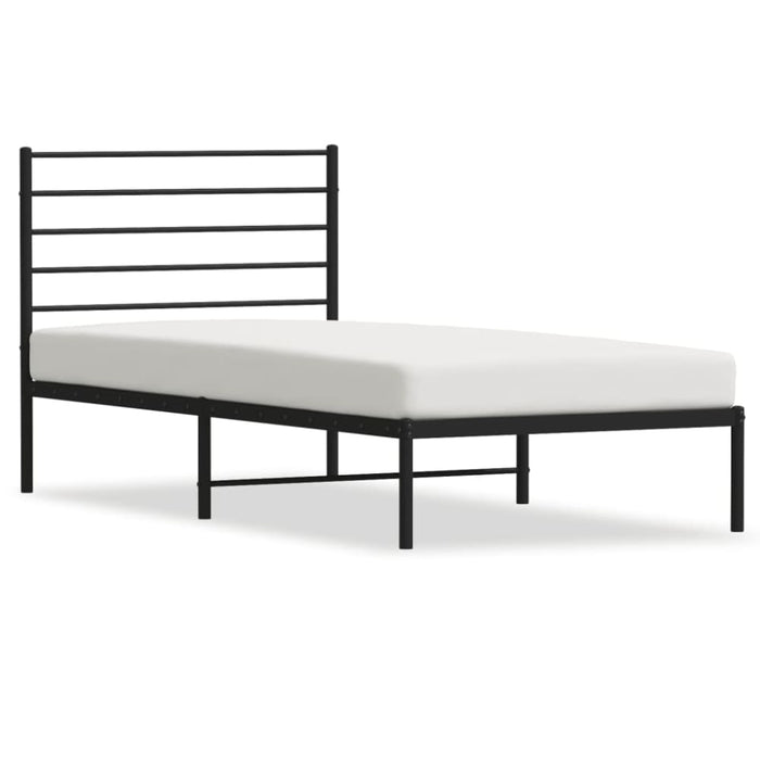 Metal Bed Frame with Headboard Black 107x203 Cm King Single