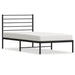 Metal Bed Frame with Headboard Black 107x203 Cm King Single