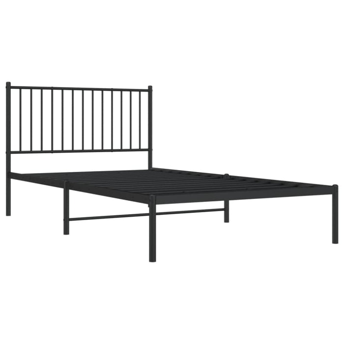 Metal Bed Frame with Headboard Black 107x203 Cm Tpbnlb