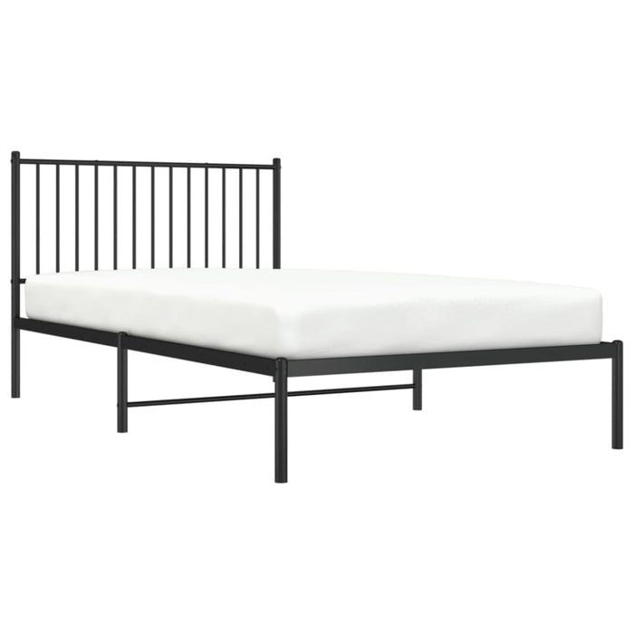 Metal Bed Frame with Headboard Black 107x203 Cm Tpbnlb