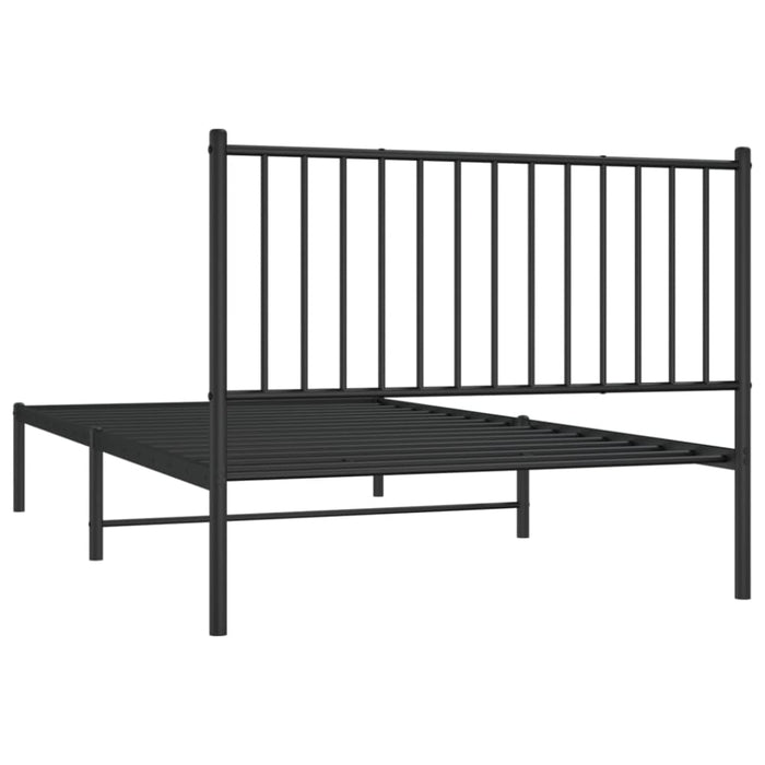 Metal Bed Frame with Headboard Black 107x203 Cm Tpbnlb