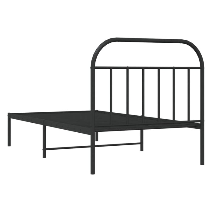 Metal Bed Frame with Headboard Black 107x203 Cm Tptlto